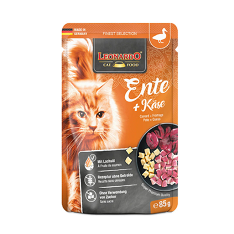 Leonardo Terrine Chat Canard & Fromage | Huile de Saumon | 85g