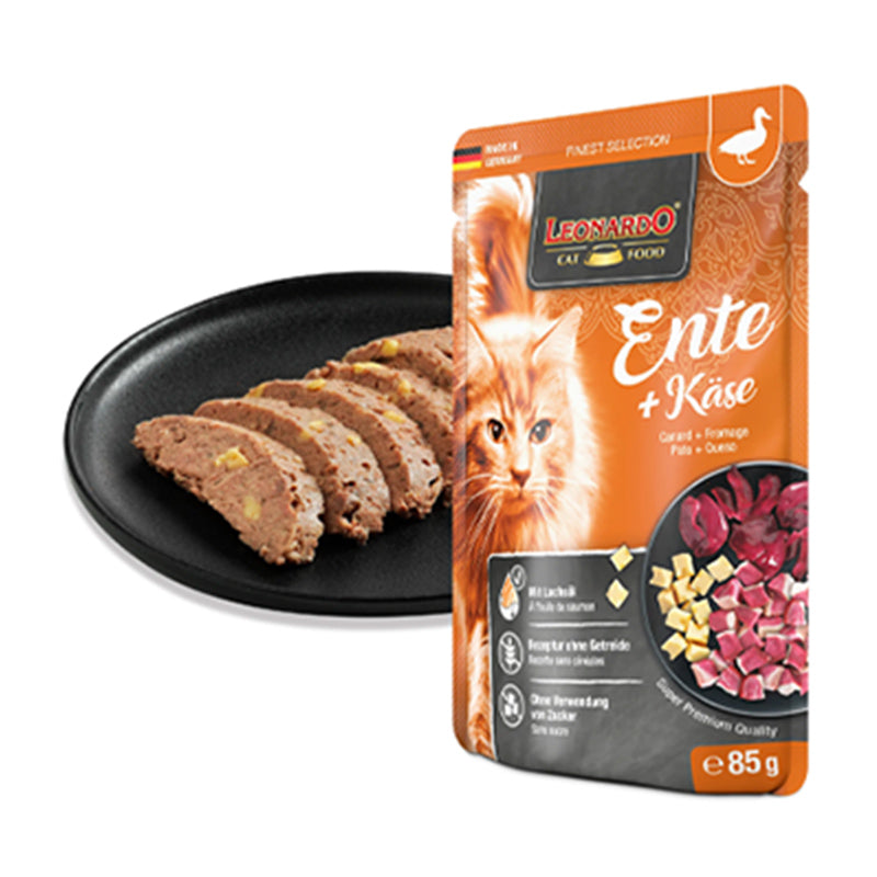 Leonardo Terrine Chat Canard & Fromage | Huile de Saumon | 85g